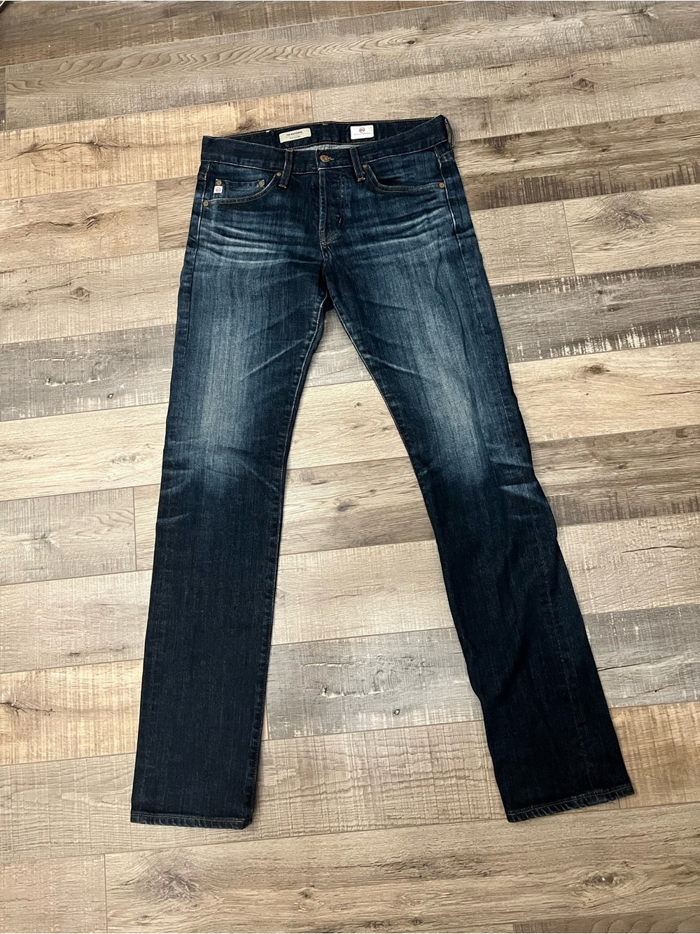 Ag Adriano Goldschmied womens Straight matchbox Jeans Dark Blue Wash Sz 30 EUC